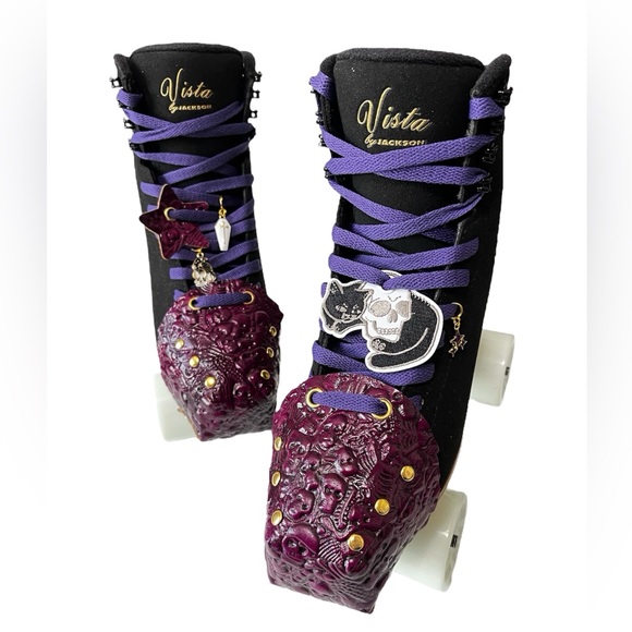 Purple Skeleton Leather Toe Guards for Roller Skates Toe Caps - Picture 9 of 12